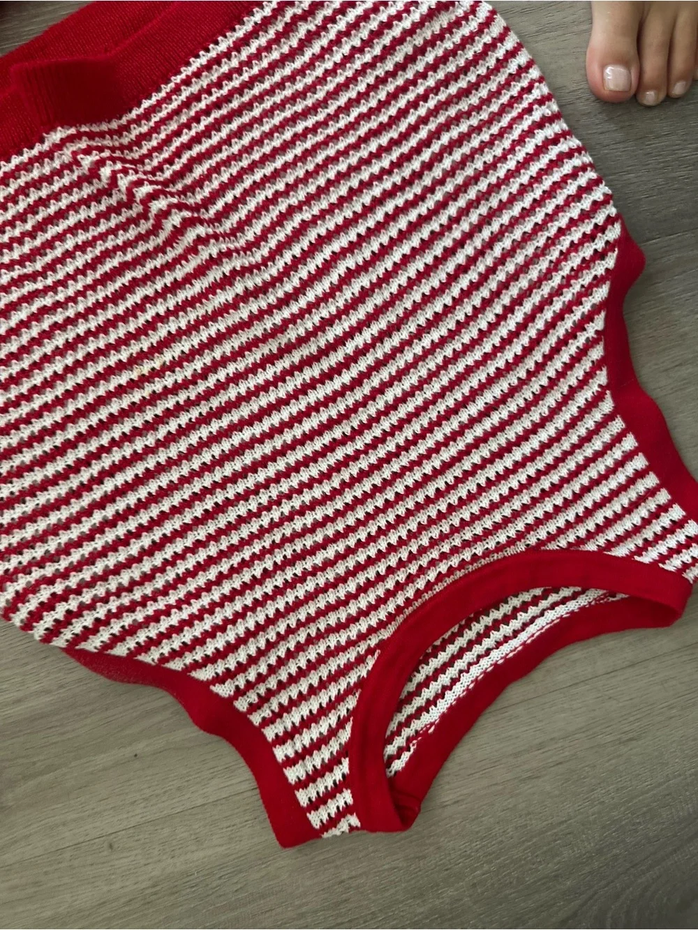 Amazon Red and White Striped Knit Maxi Two-Piece